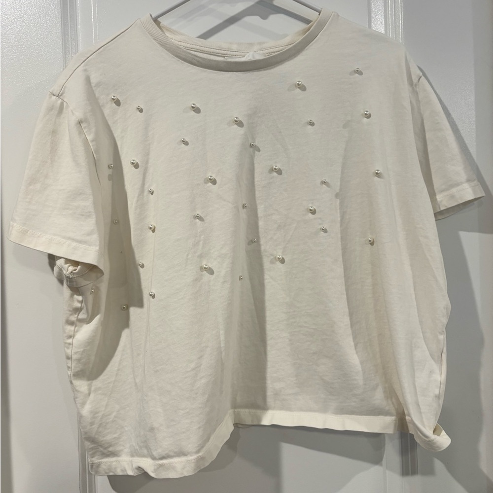H&M Ivory Beaded Top